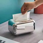 Caixa Porta-Lenço Cromada para Decoração e Organização