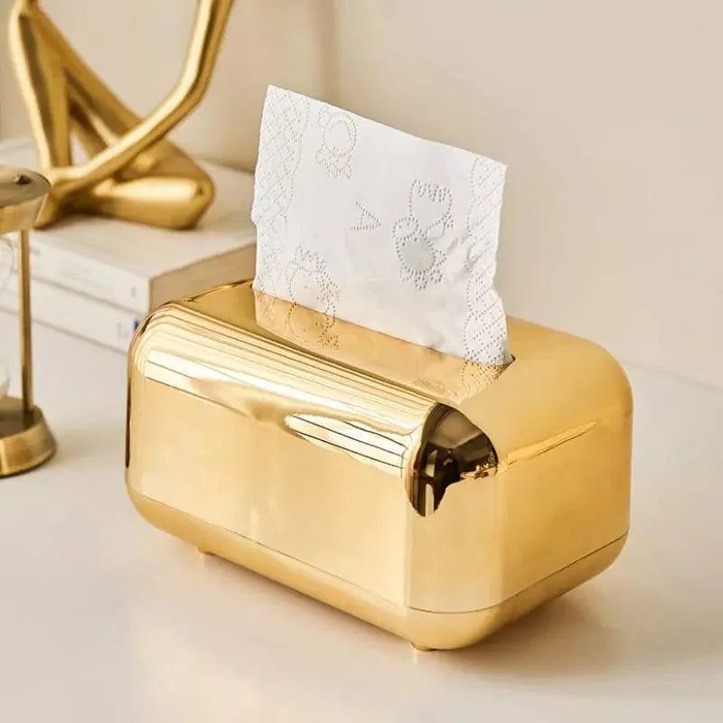 Caixa Porta-Lenço Cromada para Decoração e Organização